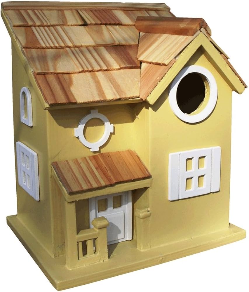 Nestling Cottage Birdhouse - Yellow